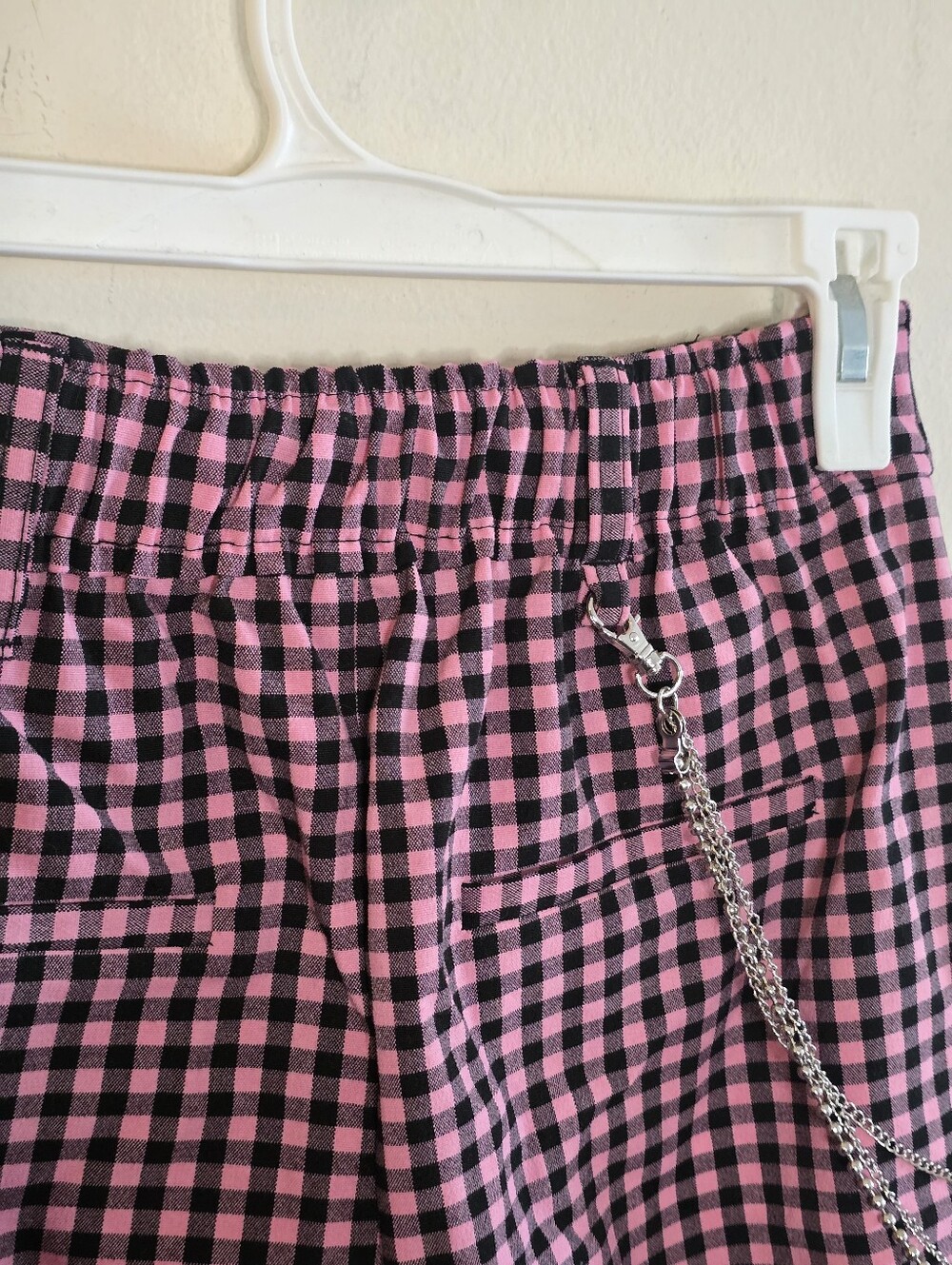 Bershka Gingham Skort Women’s Size US 6 Pink Black Chain Y2K Mini Emo Bratz - Picture 8 of 14